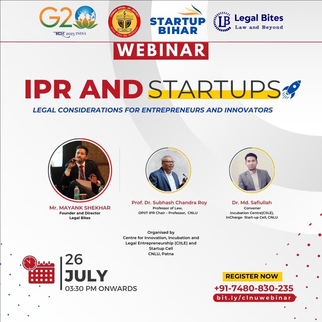 Webinar on IPR and Startups Legal Considerations for Entrepreneurs and Innovators